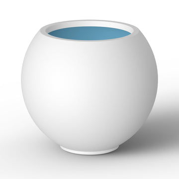 Accent Round Sphere White Concrete Planter 19.3" Dia, Outdoor