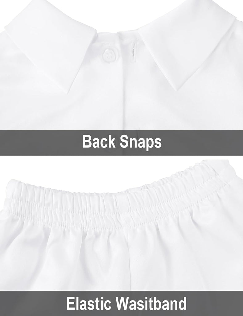 White Baby Boy Baptism Outfit Short Sleeve Set 3-18 Months
