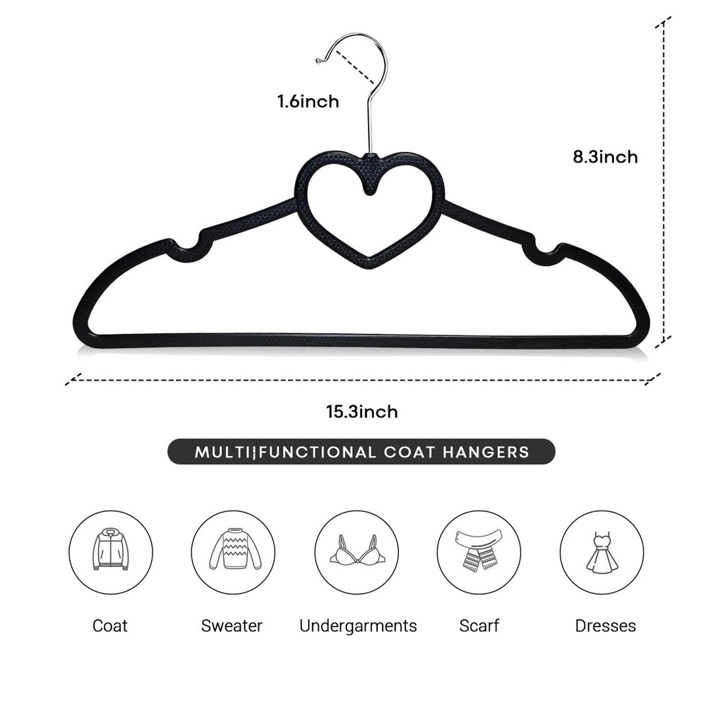 Plastic Hangers 50 Pack - Space Saving Cute Slim Hanger(Black)