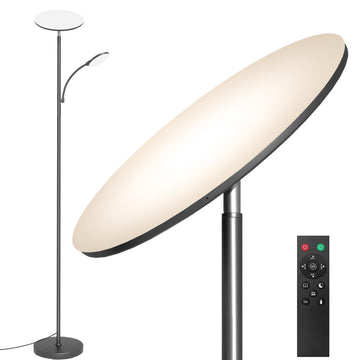 Gray Floor Lamps, 44W/4500LM Super Bright 2 in 1 LED Floor Lamp with Remote, Stepless Dimmable, 69" Tall Standing