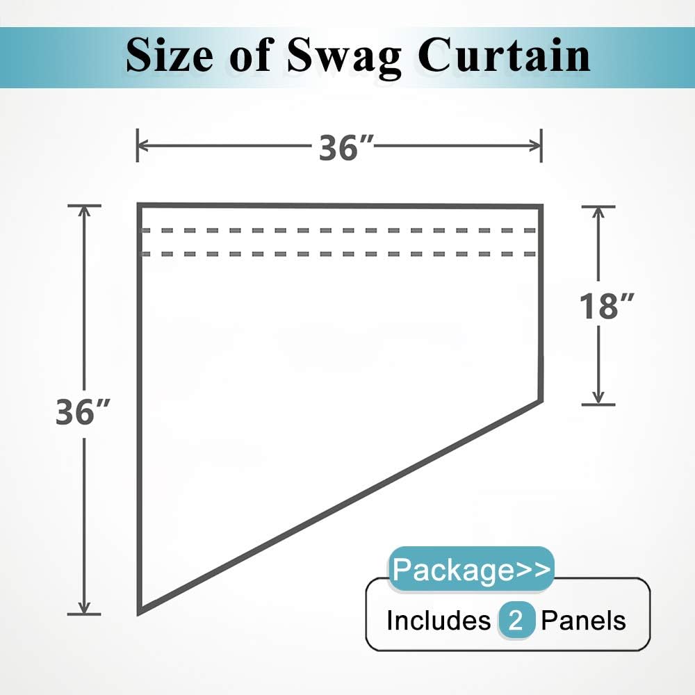 Short Kitchen Valances and Curtain Set, Privacy White Linen Swag Curtains, Semi Sheer Bathroom Tiers for Small