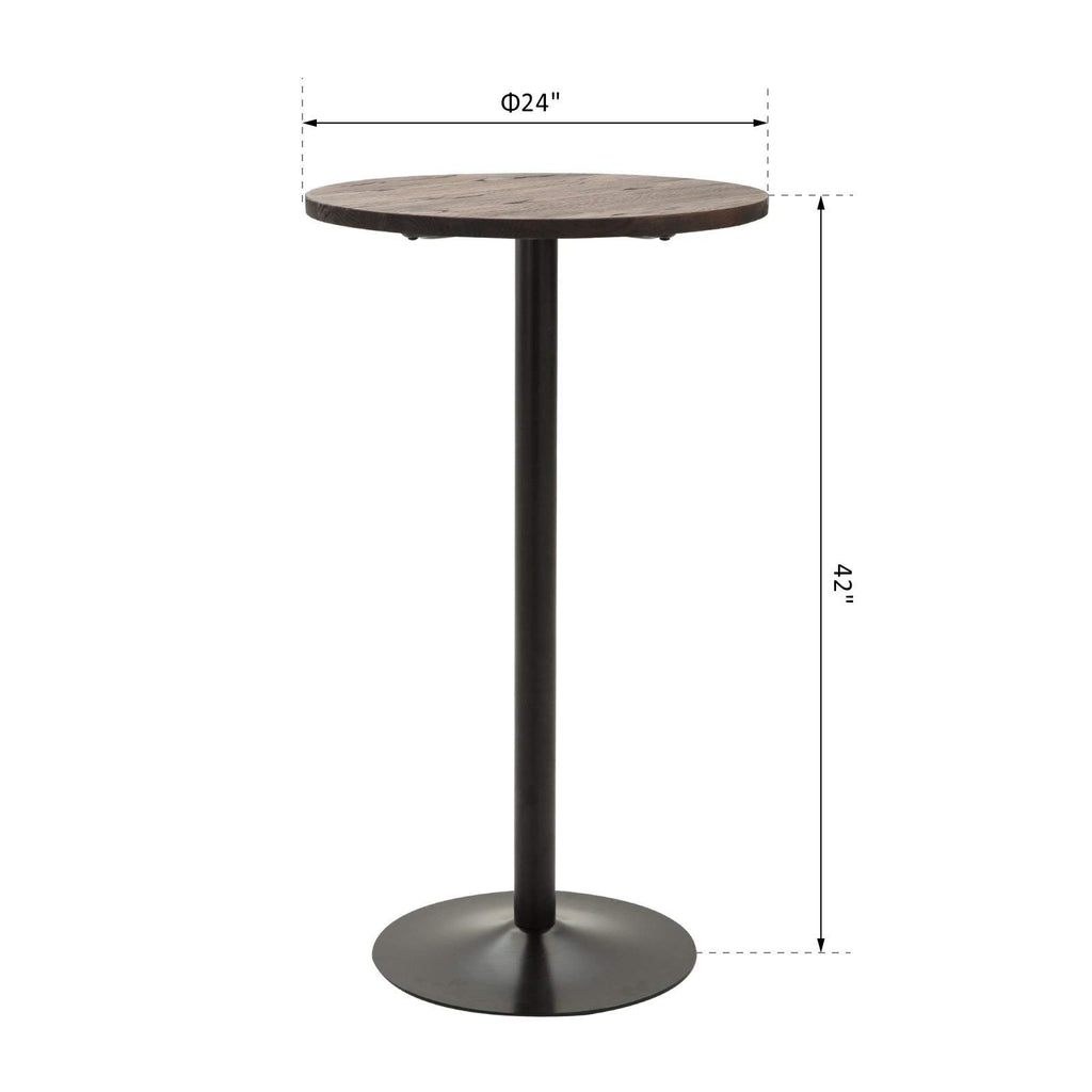 42" H Round Bar Table, Solid Wood High Top Pub Table, Black
