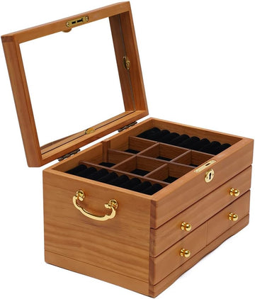 Extra Large 3 Layers Wooden Jewelry Box Jewelry Case Cabinet Armoire Ring Necklacel Gift Storage Box Organizer(3