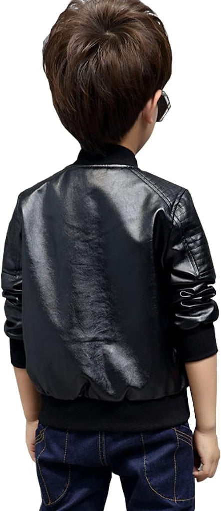 Boys' Outerwear Jackets,Kids Faux Leather Jacket, children's motorcycle Faux leather zipper coat