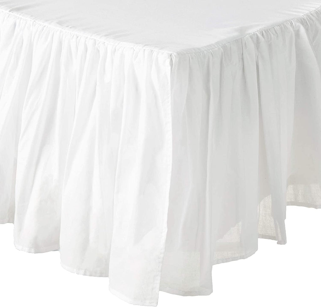Voile Bed Skirt, Lined, Pure White, Queen 15-inch L