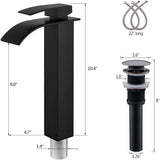 Black Vessel Sink Rectangle, 18"x13" Above Counter Porcelain Ceramic Bathroom Vessel Sink With Faucet and Drain Combo