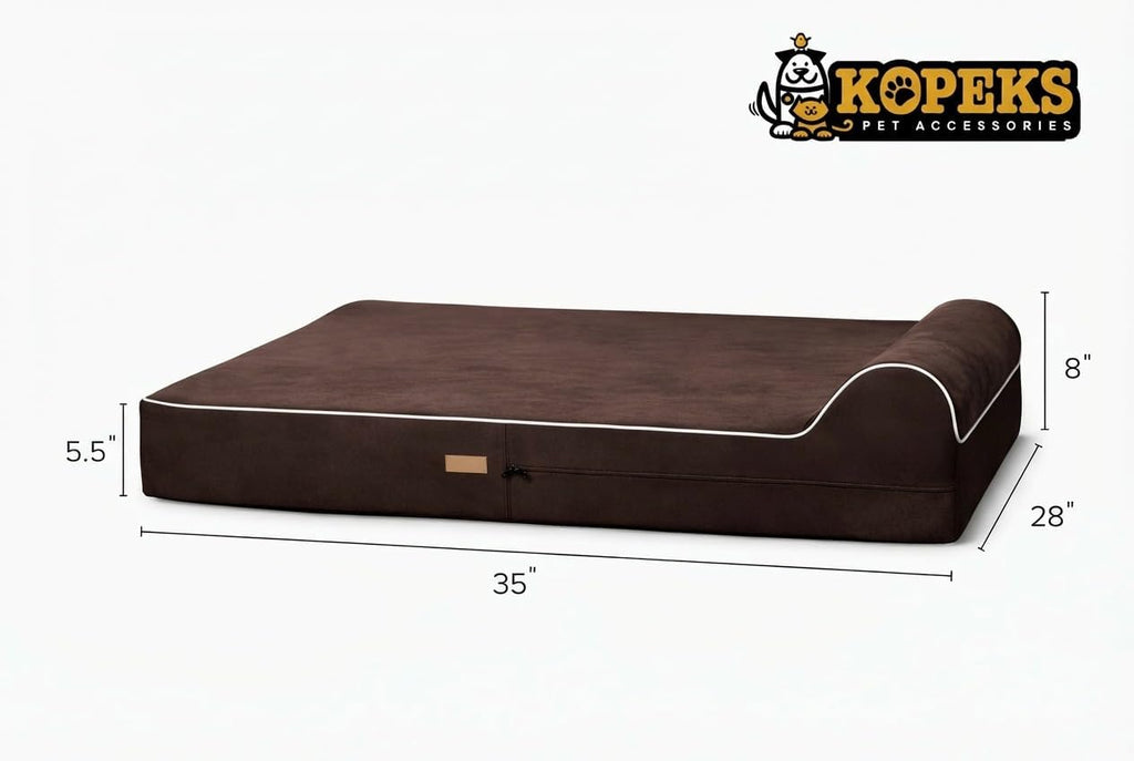 5.5 Inch Thick High Grade Orthopedic Memory Foam Dog Bed With Pillow and Easy to Wash Removable Cover with Anti-Slip