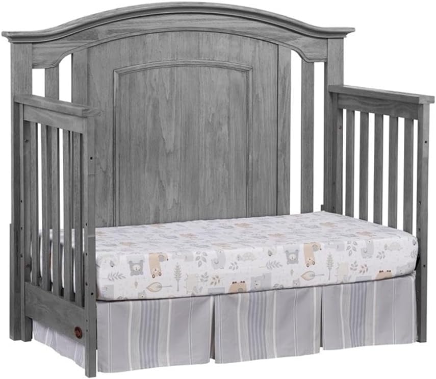 Modern Wood 4 in 1 Convertible Crib in Graphite Gray Finish, Nursery Furniture for Infant and Toddler Sleeping