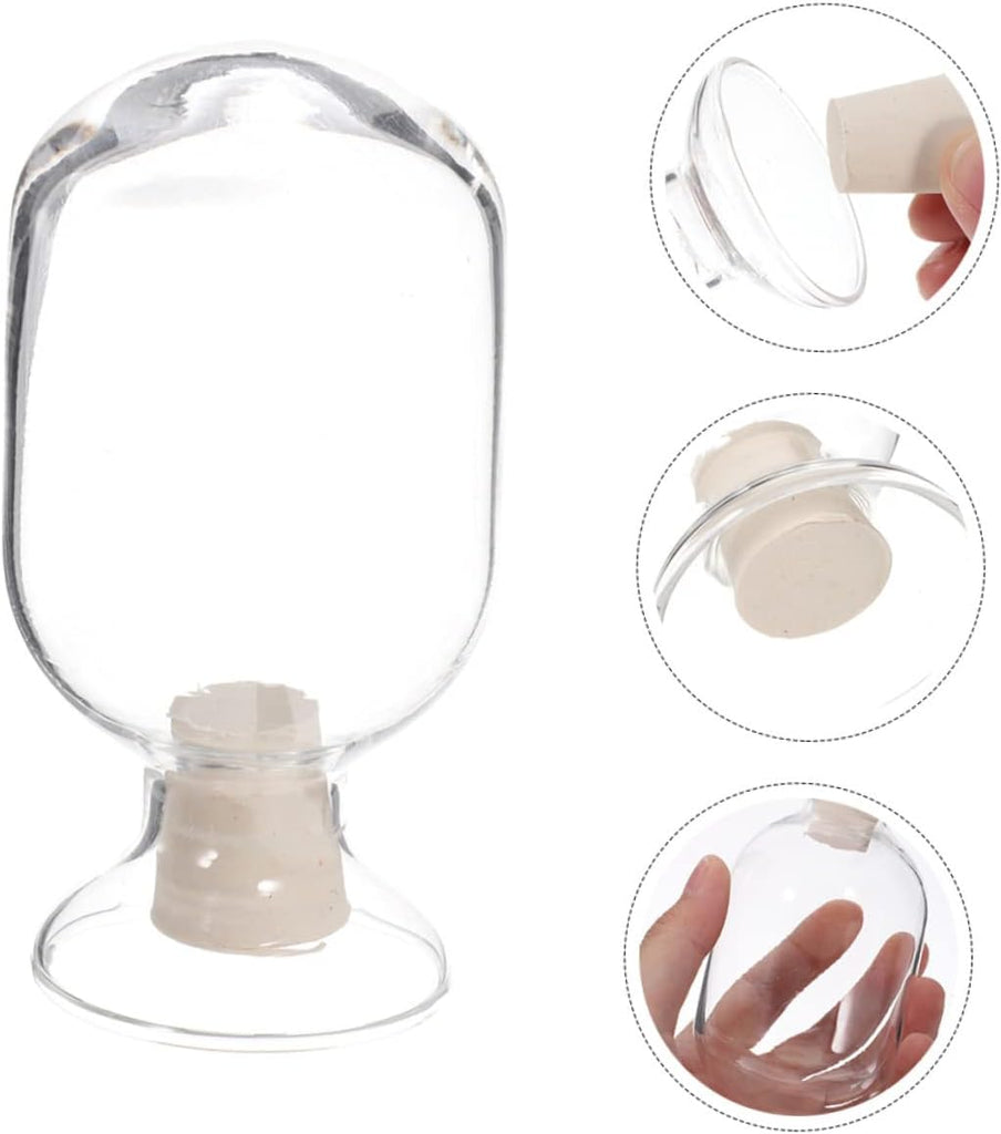1pc Matchstick Cloche Glass Storage Bottle Decorative Jar Stopper Vintage Style Apothecary Jars Round Media Storage