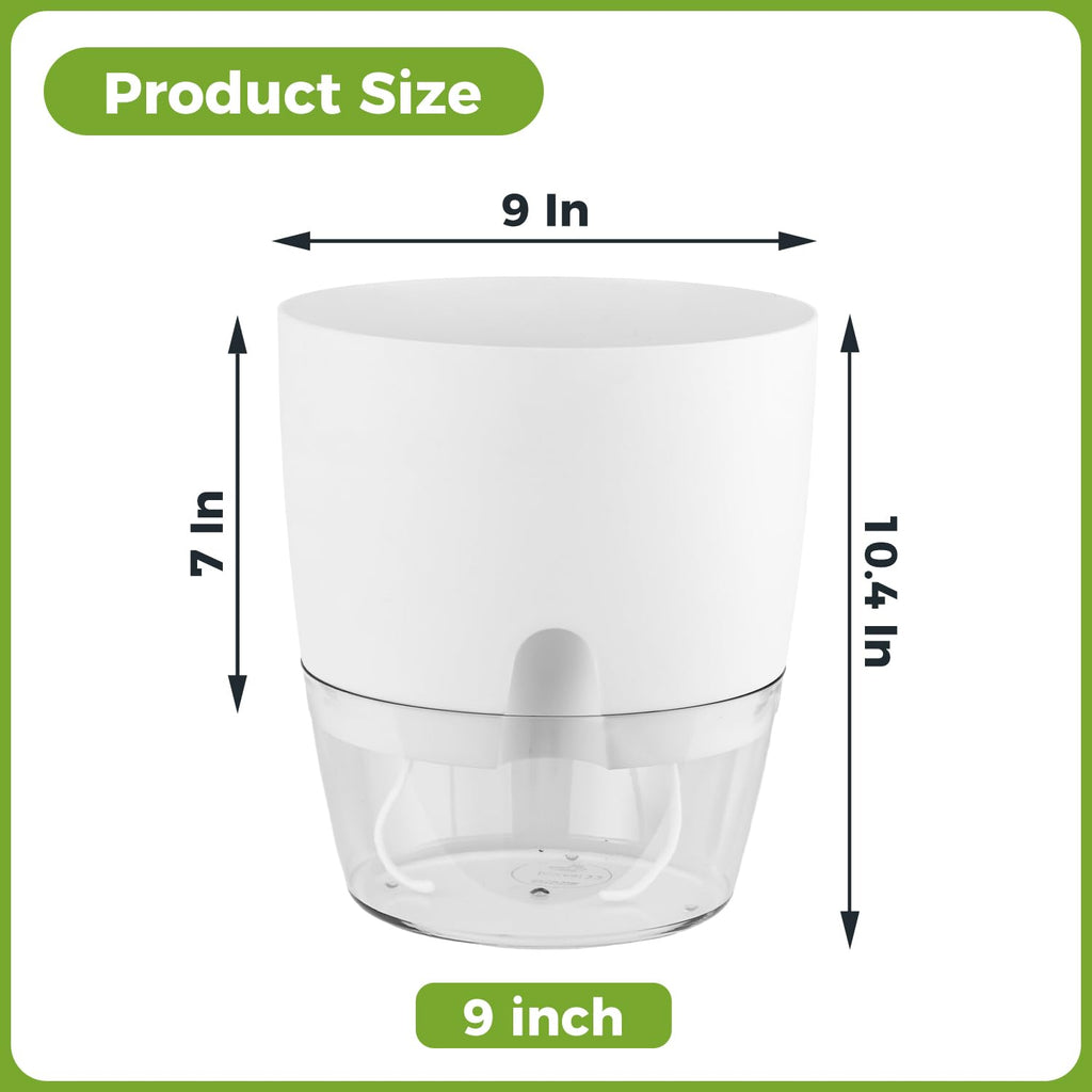 5 Pack Self Watering Pots for Indoor Plants, 9.2 Inch Plant Pot Plastic Self Watering Planter for Orchid, Monstera