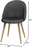 FurnitureR Upholstered Velvet Dining Chair Mid Back Armless with Wood Legs for Home Kitchen Bedroom Living Room