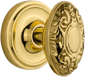Classic Rosette with Victorian Door Knob, Single Dummy, Unlacquered Brass
