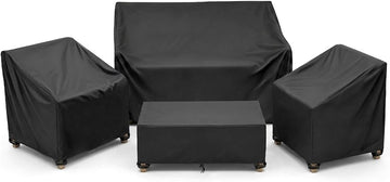 420D Patio Furniture Covers 4 Piece Set, Waterproof & UV Resistant Outdoor Furniture Covers for Loveseat, Chair &