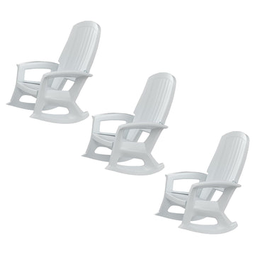 Rockaway Heavy Duty All Weather Rocking Chair, White, 3 Pack