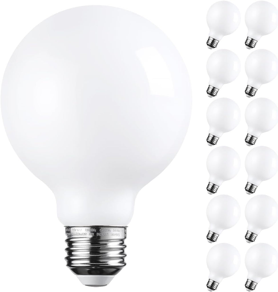 12-Pack G25 Globe Light Bulbs LED Dimmable, Round Frosted Vanity Light Bulb for Bathroom, LED Edison Bulb, 4.5W(60W