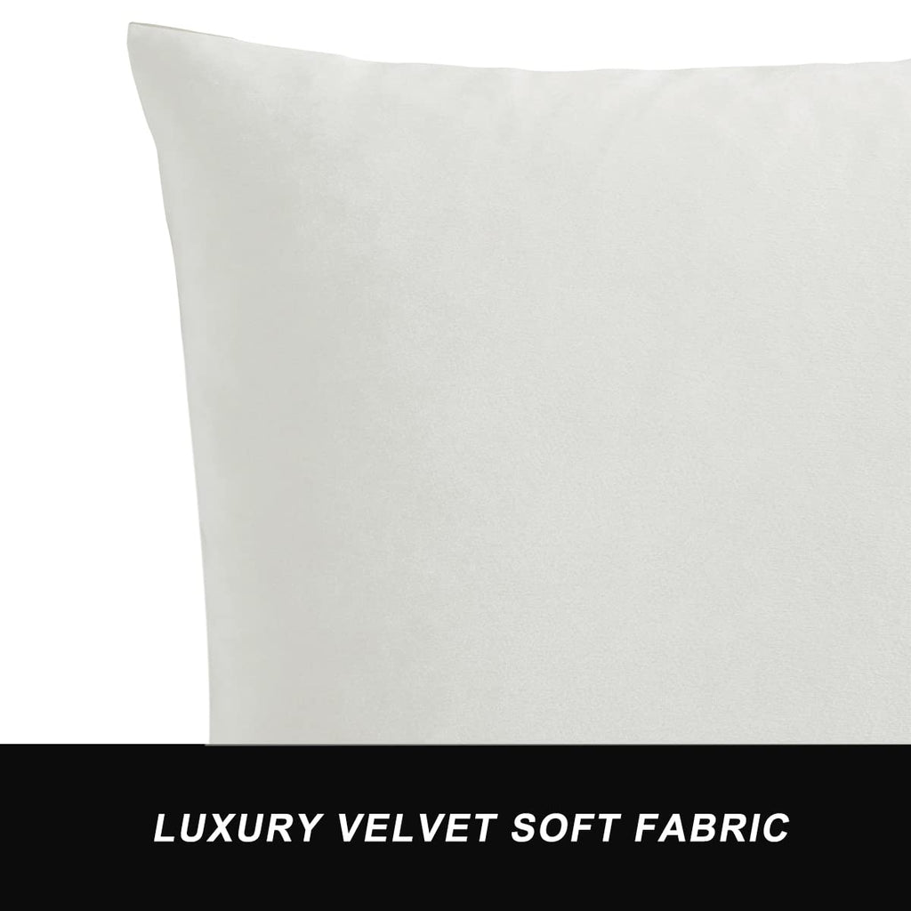 Throw Pillow Covers 26x26, Set of 2 Rice Ivory Square Couch Pillow Covers, Velvet Sofa Boho Cushion Pillows