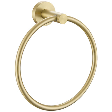 Round Towel Ring, Brushed Gold, 304 Stainless Steel, Wall Mount