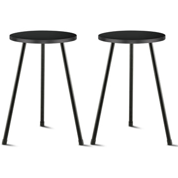Black Tall Plant Stand Indoor Set of 2, Mid Century Wood Plant Table for Flower Pots, Metal Plant Holder, Modern Home