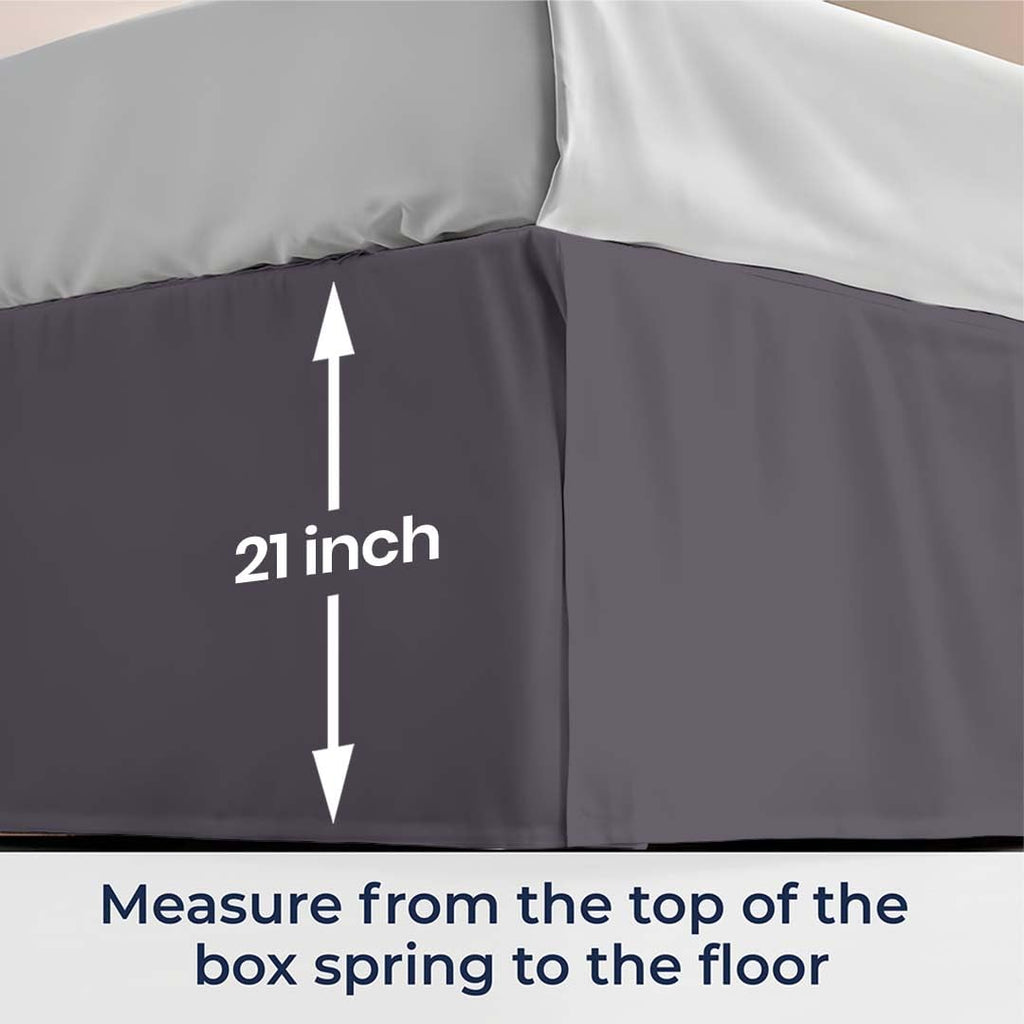 21 inch Drop Bed Skirt Full Size - Platform Style with Secure Fit, Classic Tailored Look, Elegant Pleated Style Dust
