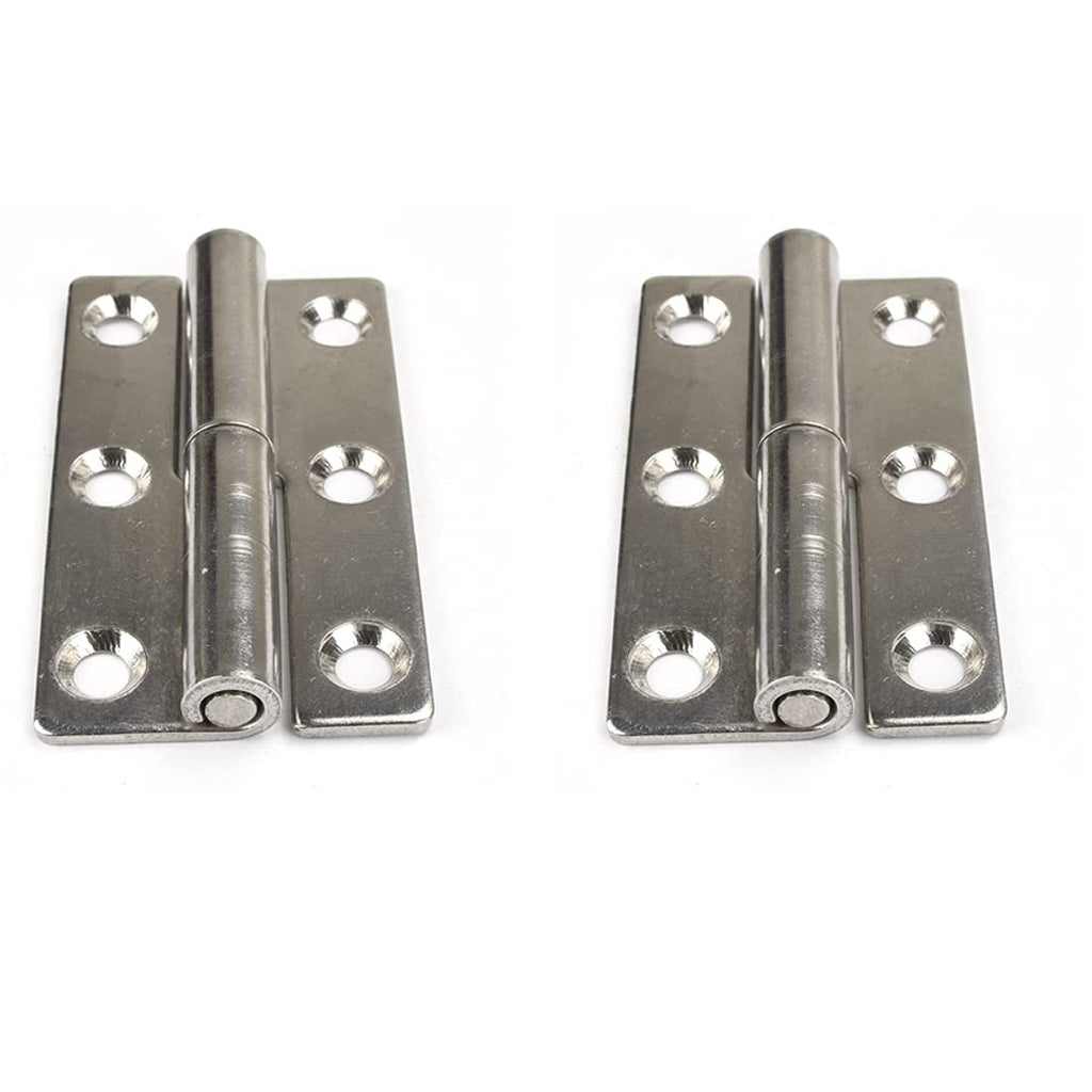 2pcs Lift Off Hinges Small Slip Joint Stainless Flag Hinge-Lift Off Left Handed Lid Door - 3-inch Long 6 Holes Lift
