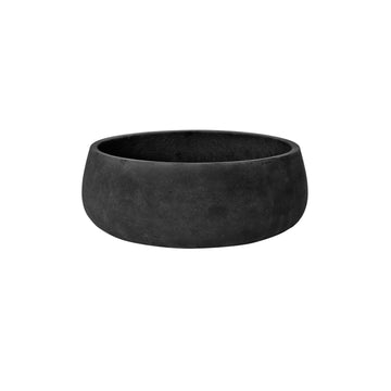 Elegant Low Planter Pot Modern Heavy Fiberstone | Deorative Plant Pot Indoor Outdoor Black Washed 4.5" H x 11.5"