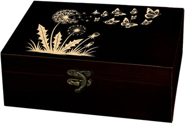 Dandelion Butterfly Wooden Memorial Storage Box with Hinged Lids