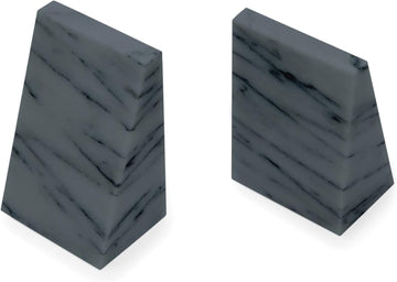 100% Natural Polished Marble Bookends, Grey, Set of 2, Triangular Heavy Bookends