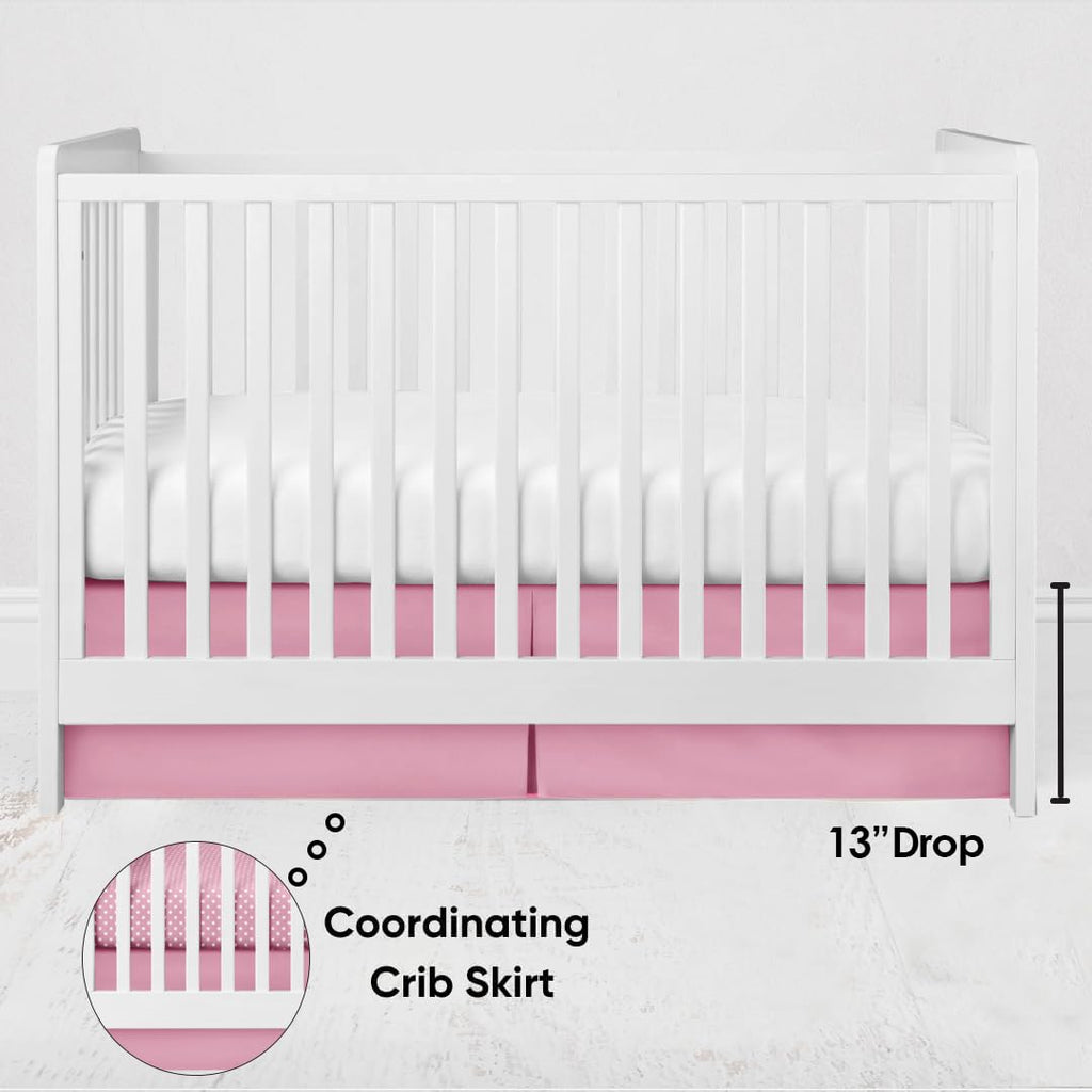 Solid Crib/Toddler Bed Skirt Dust Ruffle, Pink, 13 inches Drop