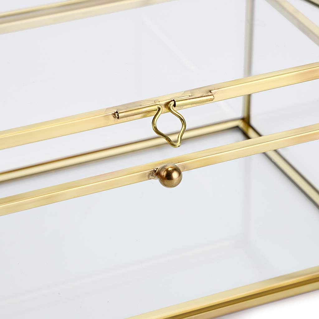 Vintage Glass Keepsake Box, Rectangle Jewelry Display Organizer Case
