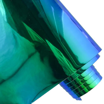 16 Gauge Holographic Iridescent Plastic Vinyl, 16"x54" Solid Vinyl Fabric-Opaque Green
