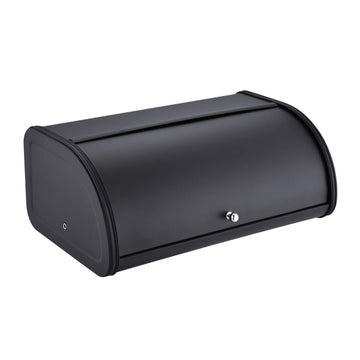 Stainless Steel with Roll Up Lid, For Easy Kitchen Counter Storage, Bread Bin Holder,17.5X11.5X7.5 inch, Matte Black