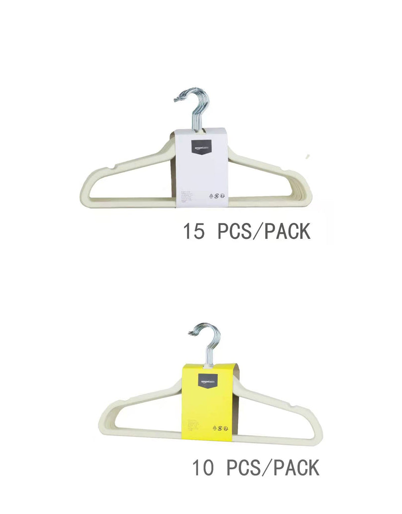 Basics Slim Velvet Non-Slip Space Saving Suit Clothes Hangers for Closet Organization, Ivory/Beige, 100-Pack