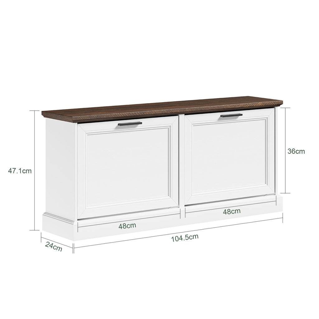 Narrow Shoe Bench with Flip Drawers