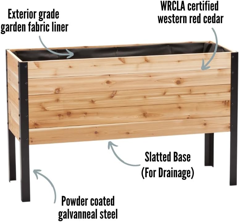 100% Canadian Cedar Wood Elevated Garden Bed for Gardening - Planter Pot to Grow Herbs Flowers, and Vegetables at