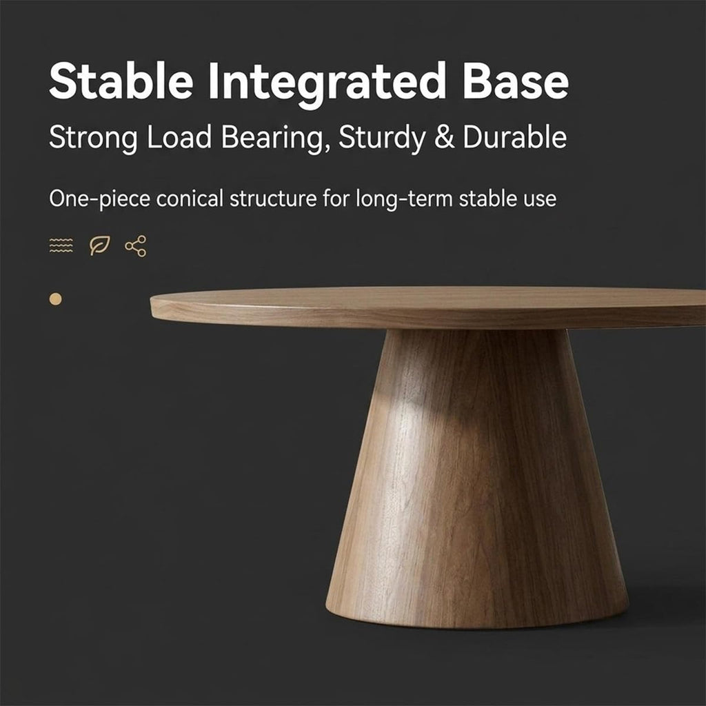 Round Solid Wood Luxury Coffee Table, Wabi-Sabi Minimalist