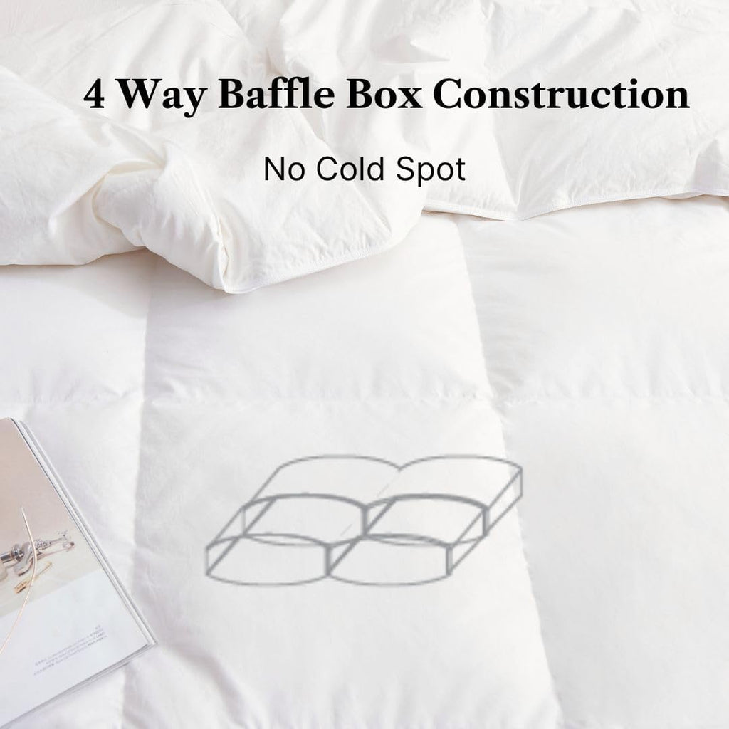 Goose Feather Down Comforter Twin XL-Made in Canada White Goose Feather Duvet Insert-Fluffy Hotel Co