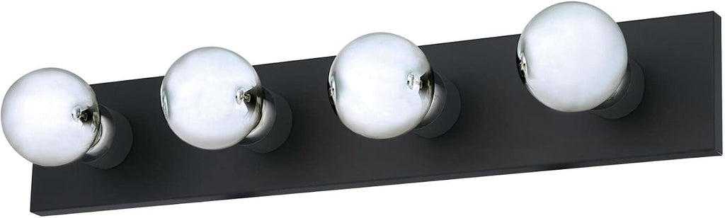 Traditional Four-Light Indoor Vanity Light Fixture, Matte Black