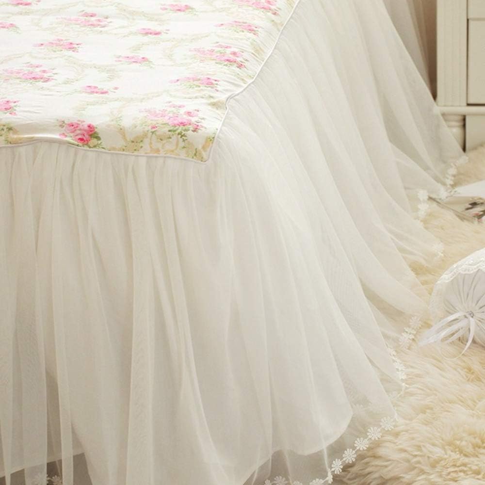 Dust Ruffled Bed Skirts King Size Wrap Around Lace Bed Ruffle with Platform 18 inch Deep Drop Cotton Floral Girls Bed