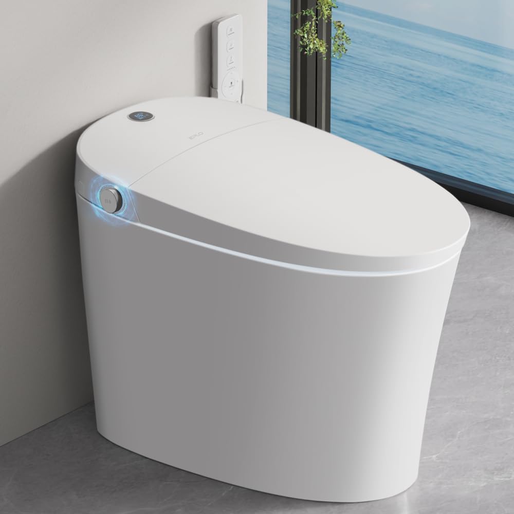 Smart Toilet with Built-In Bidet, Dual Auto Flush, Heated Seat, Air Dryer, Foam Shield, Modern Elongated One-Piece Design