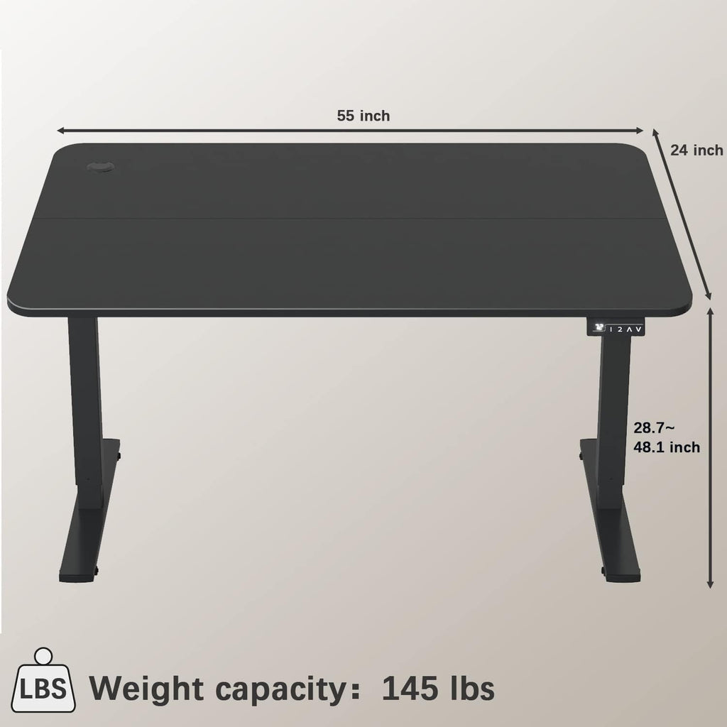 55 x 24 Inches Electric Height Adjustable Standing Desk Large Sit Stand Up Desk Home Office Computer Desk Memory