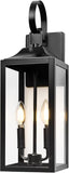 Black Dusk to Dawn Outdoor Wall Lantern 2-Light, 19" Large Outside Modern Porch Sconce Light Fixture