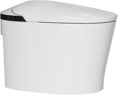 Smart Toilet with Auto-Flush & Heated Seat - Foot Sensor, Nightlight, Modern One-Piece Design