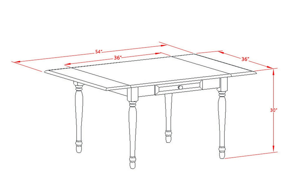 West Furniture MZT-MAH-T Monza Kitchen Table - a Rectangle Dining Table Top with Dropleaf & Stylish Legs, 36x54 Inch