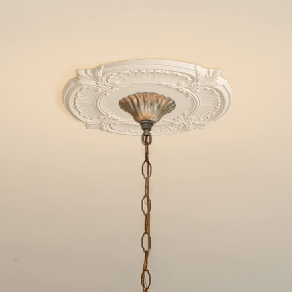 2 Pack White Home Lighting Ceiling Medallions Molded Plastic, 13" OD x 3-1/2"ID x 3/4" P