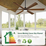 Savey'Sley 72" Ceiling Fan with LED Light and Remote - Walnut Smart