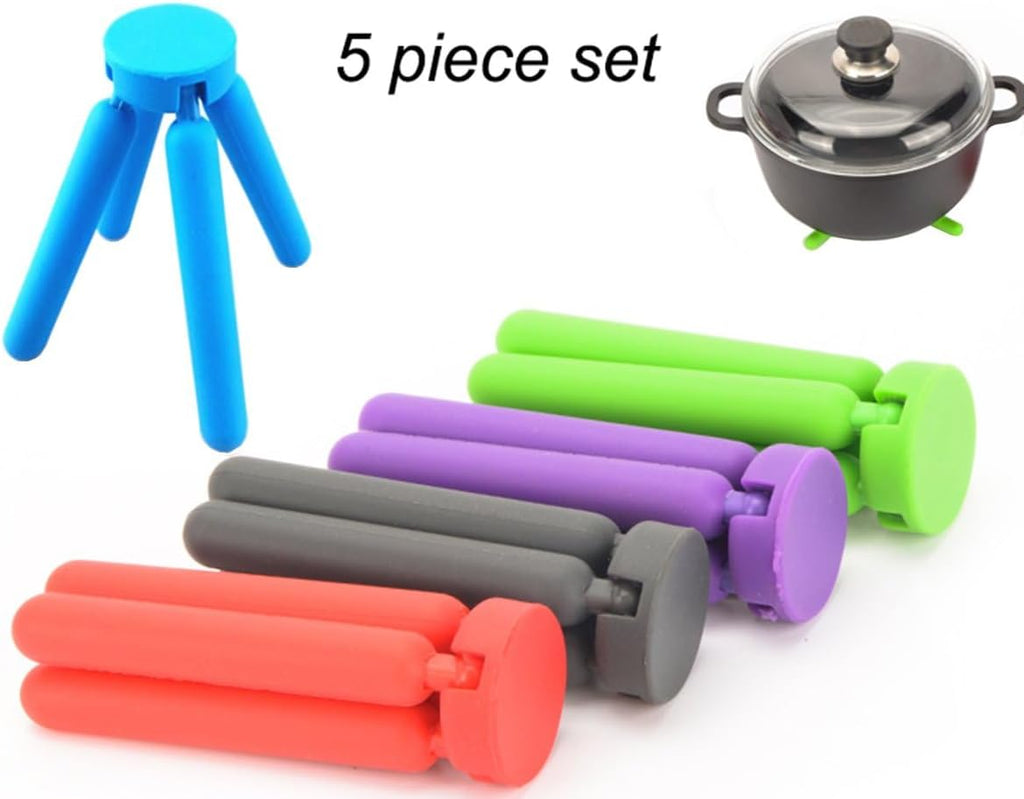 Thick Silicone Trivets for Hot Dishes Eco-Friendly Foldable Trivets for Hot Pots and Pans Folding Trivet Save - Set of 5