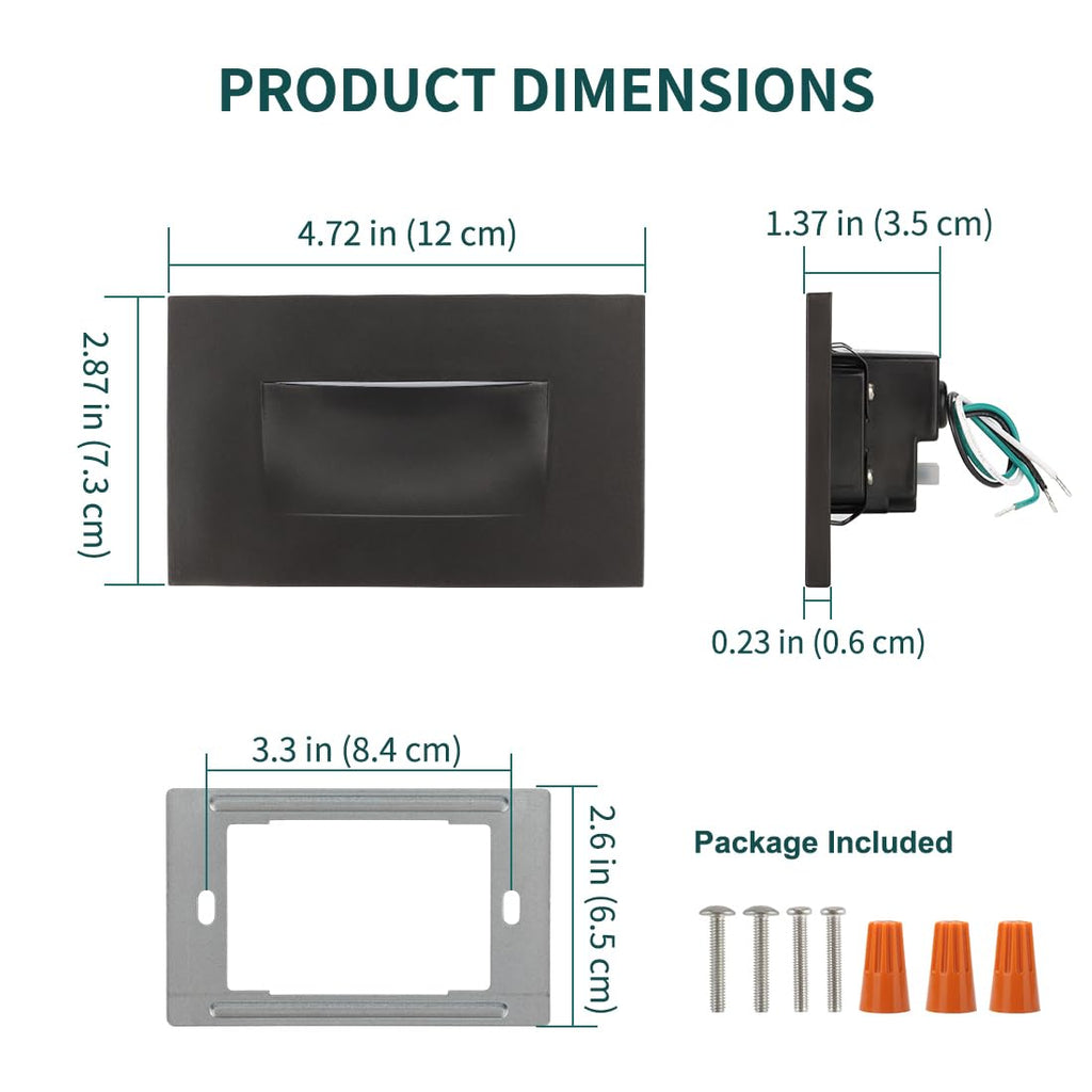 120V Dimmable LED Step Lights, 3000K/4000K/5000K, 12-Pack