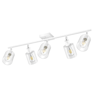 40" Track Lighting Fixtures Ceiling, 5-Light Track Light with Clear Glass Shade, White Ceiling Spotlight Kit