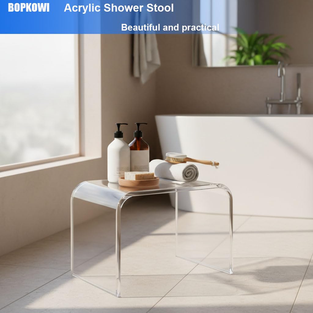 Acrylic Stool, Acrylic Step Stool, Clear Step Stools with Non-Slip, Holds Up to 250lbs