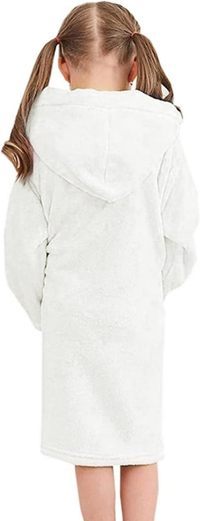 Girls Fleece Hooded Robes, Kids Soft Premium Fuzzy Bathrobe for Gifts